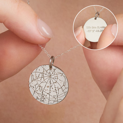 ’Silver Night’ Personalised Necklace of Your Star in the Sky