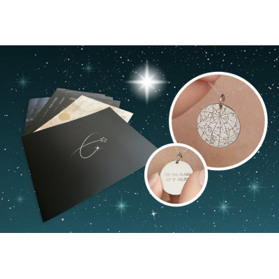 ’Silver Night’ Personalised Necklace of Your Star in the Sky