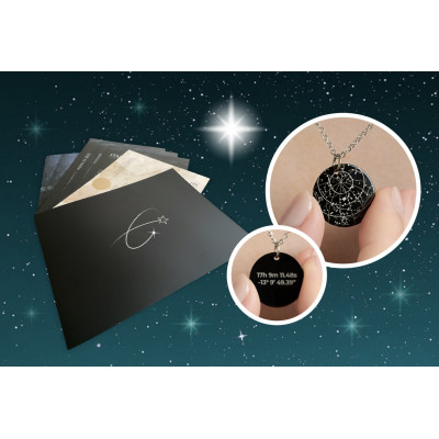 ’Black Night’ Personalised Necklace of Your Star in the Sky